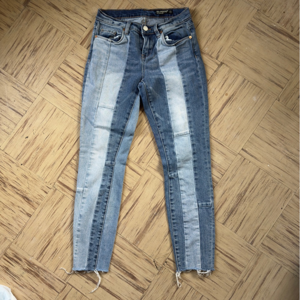 Blank NYC Two-Tone Blue Panel High-Rise Jeans